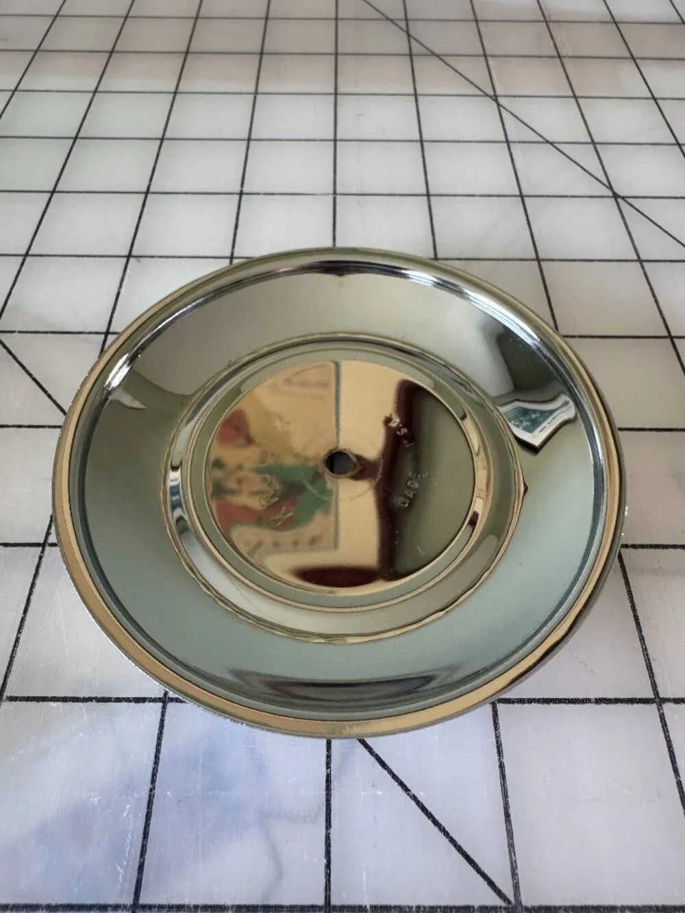 Vintage Kromex 2 Tier Chrome Tidbit Serving Tray MCM Dessert Stand Gold Handle